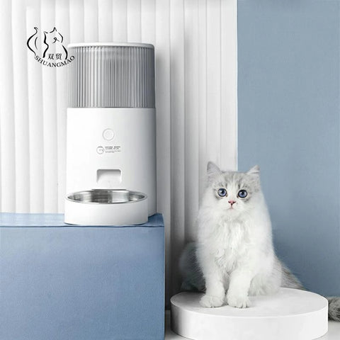 Pet Cat Water Fountain Smart Automatic Feeder 2.5L For Dog Food Bowls Remote Intelligent Cats Feeding Supplies 2in1 Feeding USB